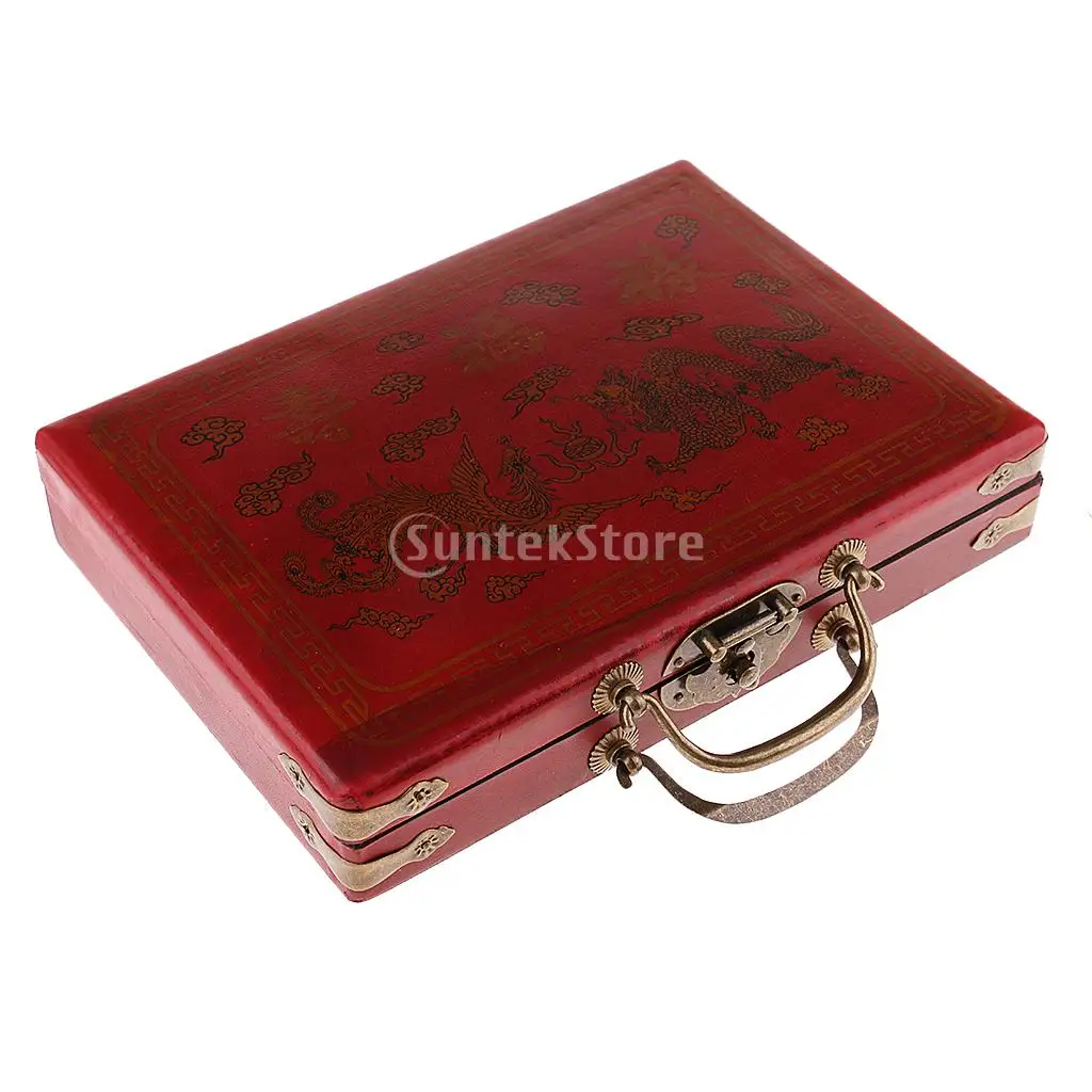 Collectible Chinese Antique Mahjong Chinese Antique Mahjong 144pcs with Dice in Wooden Box