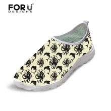 FORUDESIGNS/пляжная женская летняя удобная обувь на плоской подошве с сеткой; Повседневная мультяшный осьминог; Модные женские кроссовки с принтом; женские лоферы