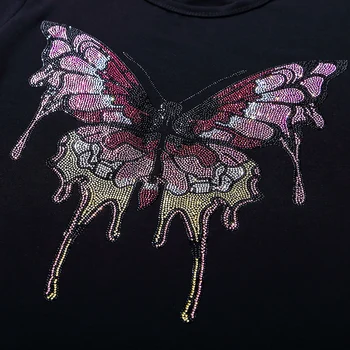 

FS Big colorful butterfly hot fix rhinestone motif designs iron on crystal transfers design applique patches strass iron