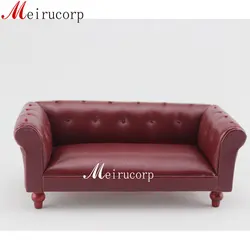 Vintage Miniature Furniture 1/12 Scale Handcrafted Leather Sofa for Dollhouse