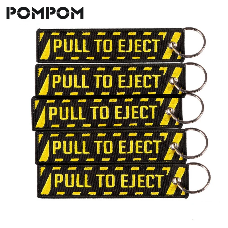 

POMPOM Pull To Eject Keychains for Motocycles and Cars embroidery OEM Keyring Aviation Gift Motor key Tags llaveros lote 5PC/Lot