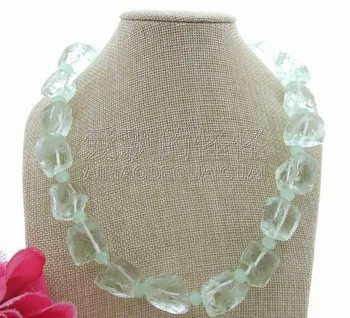 

N091409 20'' 16x21MM Green Glass Rough Necklace