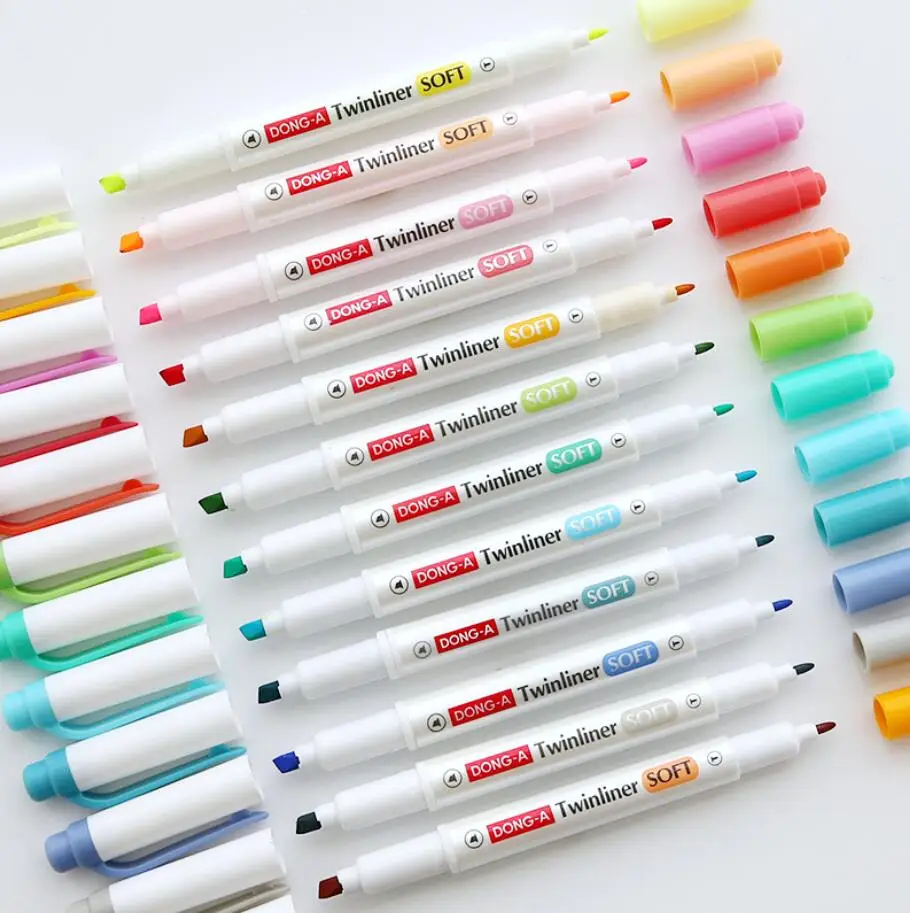 1 шт. флуоресцентная ручка с двумя головками маркер-маркер японского качества для рисования канцелярские принадлежности-не zebra mildliner mark pen