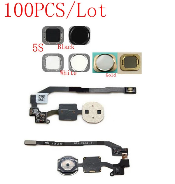 (5S505B100AM)(100Sets/Lot by AM)100% Top Quality Guarantee for iPhone 5S Home Buttons Black&amp White&ampGold&ampFlex Cables | Мобильные