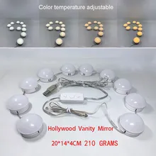 Светодиодный макияж лампа Голливуд LED-подсветка маленького зеркала светодиодная гирлянда зеркало лампочки комплект для туалетного столика дома шоу
