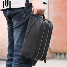 Misfits bolsa de couro genuíno para homens, bolsa de maquiagem para viagem, de higiene pessoal, bolsa de mão para maquiagem organizador masculino