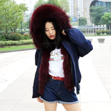 CX-G-P-19F Горячая Распродажа настоящая опушка из лисьего меха из натурального меха енота воротник Женская куртка-бомбер