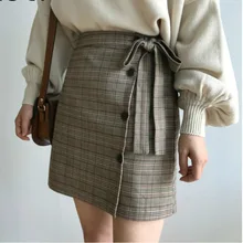 Skirt Women 2019 Summer New Korean Single-breasted Lace-up Striped Cotton High Waist Wild A-line Short Skirt Skirt Women 2019 Summer New Korean Single-breasted Lace-up Striped Cotton High Waist Wild A-line Short Skirt