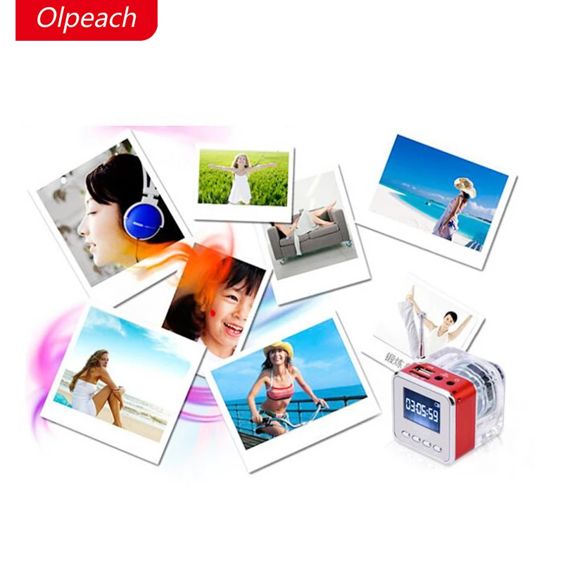 Olpeach TT 029 стерео Динамик Мини светодиодный Дисплей Колонки плеера с Crystal fm Радио