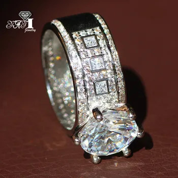 

YaYI Jewelry Fashion Princess Cut Huge 4.6CT White Zircon Silver Color Engagement Rings wedding Rings Party Rings