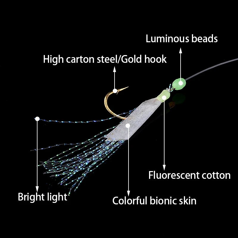Рыболовные крючки, рыболовные крючки, рыболовные крючки для вертлюжной рыбалки, джиг, светящаяся позолоченная рыбья кожа, рыбный запах, Pesca с 6 маленькими крючками