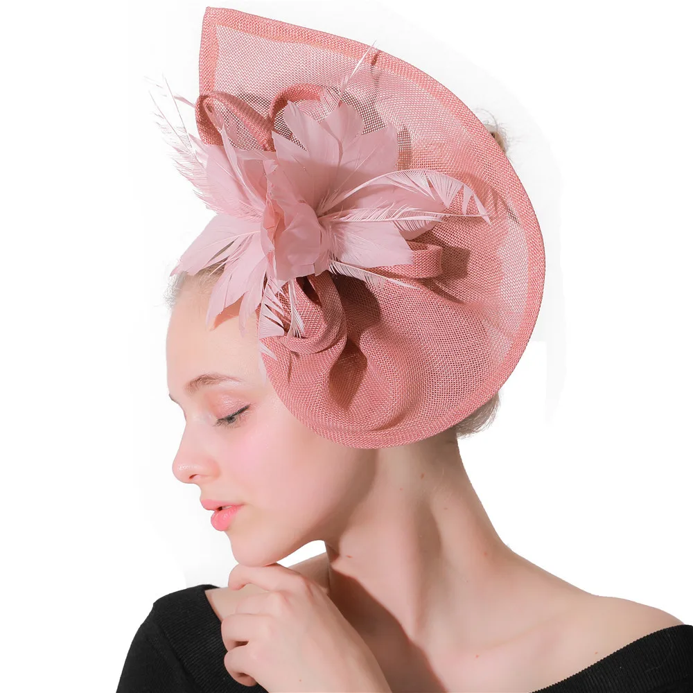 

Female Party Feathers Hair Fascinator Hats With Hair Clips Vintage New Women Ladies Elegant Headpiece Derby Kenducky Headdress