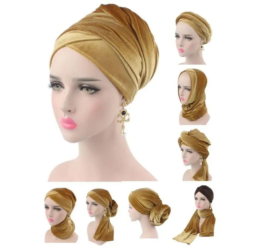 

Fashion Velvet Women Hats Scarf Muslim Women Turban Head Cap Hat Ladies Hair Accessories Inner turban Cap