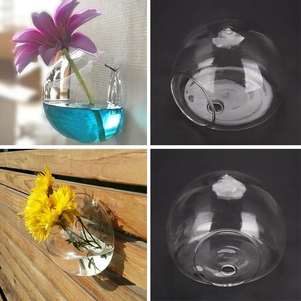 Настенная подвесная ваза для посадки воды, ваза для аквариума, прозрачная стеклянная ваза для аквариума, аксессуары для украшения дома, настольные вазы