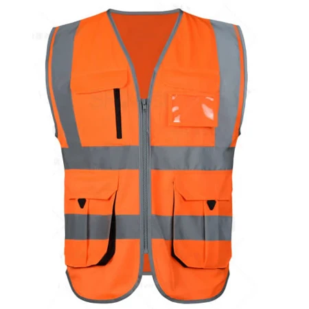 Two Tone Reflective Safety Vest with Multi Pockets
