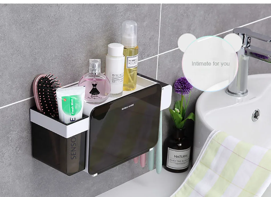 BAISPO многофункциональный набор аксессуаров для ванной комнаты коробка держатель для зубной пасты и щетки набор зубных щеток настенное крепление подставка для ванной комнаты инструменты