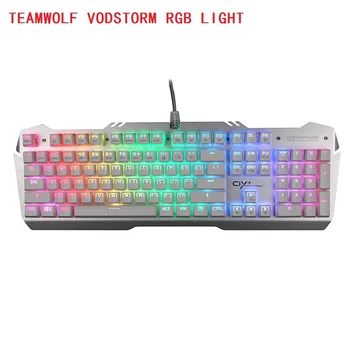 

TEAMWOLF Vodstorm RGB light CIY Mechanical Keyboard 104key black blue switch Backlit Gaming Keyboard RUSSIAN Sticker
