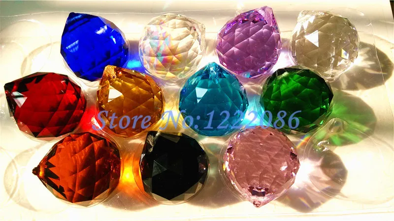 

Wholesale 40pcs 40mm Faceted Crystal Ball Mixed Color Chandelier Crystal Ball Suncatcher Feng Shui(11 color choose)