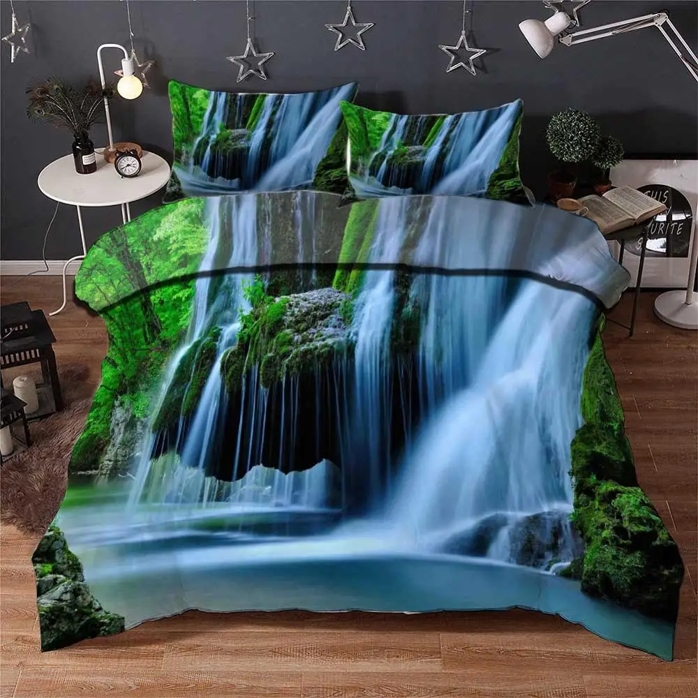 

3D Quilt Cover maple leaf falls Bedding Duvet Cover Set Pillowcase Microfiber Soft Comforter Bedroom Single Queen King