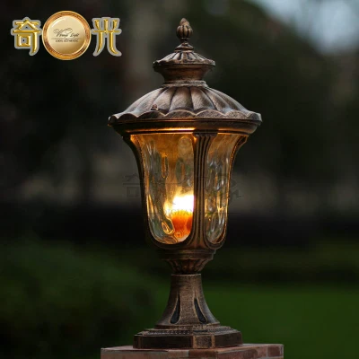 waterproof garden pillar light fitting aluminum 220V 110V bronze europe wall column outdoor post lamp warm