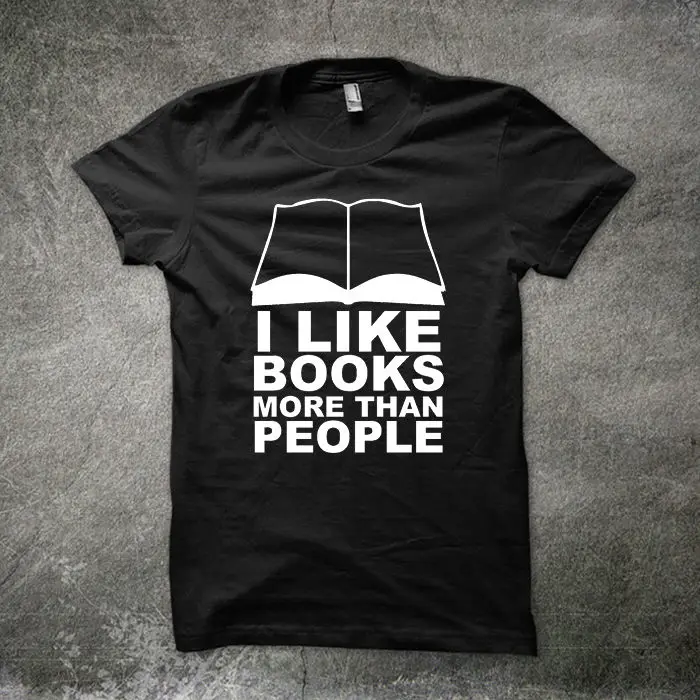 Футболка с надписью I Like Books More Than People Funny Antisocial футболка хлопковая модная