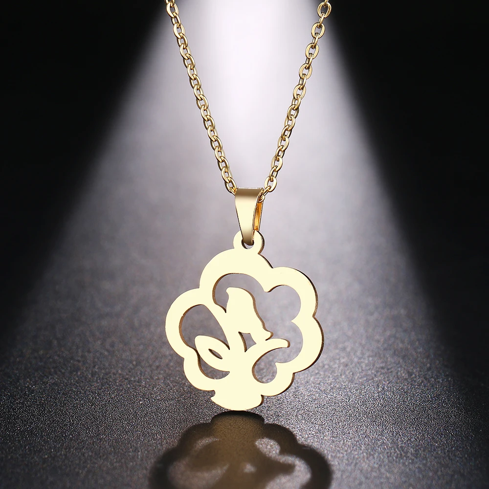 

DOTIFI Stainless Steel Necklace For Women Bird In The Tree Gold And Silver Color Pendant Necklace Engagement Jewelry