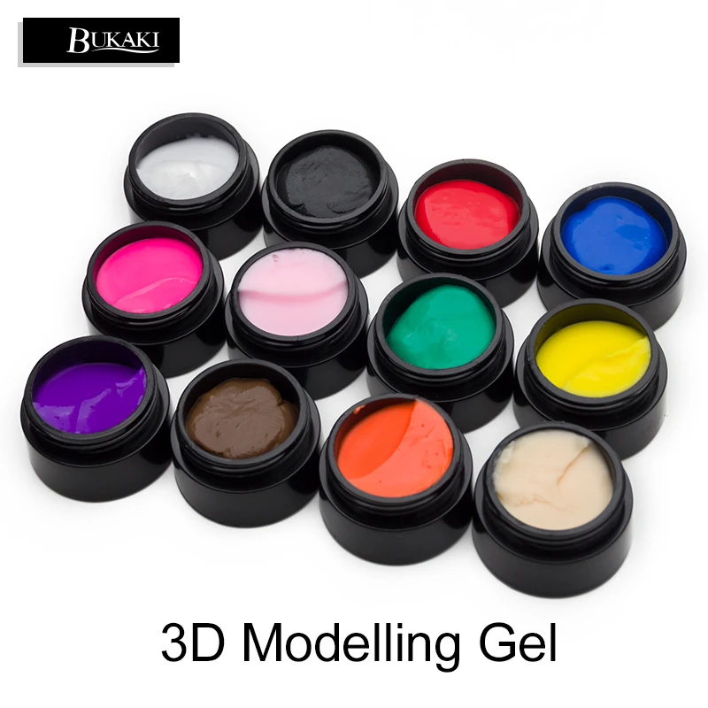 

BUKAKI Nail Art 12 Colors 3D Modelling Gel Bio Paint Gel DIY UV Gel Manicure Drawing Painting Manicure Glue