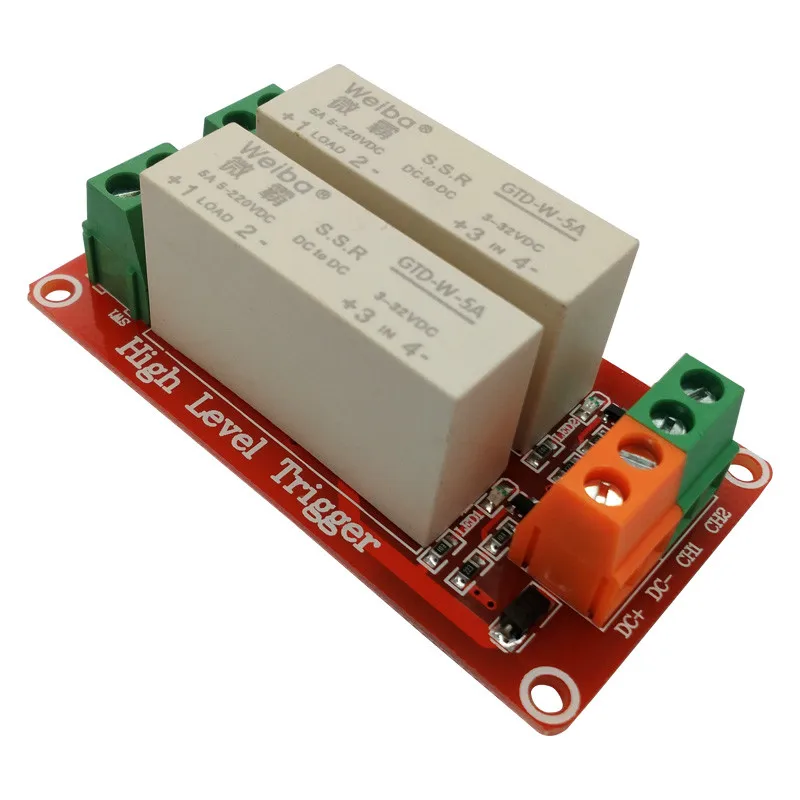 

2 channel solid-state relay module 5A high level trigger DC controlled DC FOR PLC automation equipment control