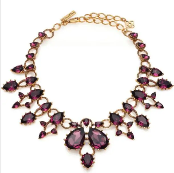

CSxjd Luxury Vintage Purple Crystal Necklaces and Earrings Women's Jewelry