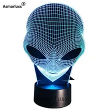 Инопланетная голова 3D Голограмма Иллюзия уникальная лампа акриловый Ночной светильник с сенсорным выключателем люминария лава лампа 7 цветов Изменение деко подарок