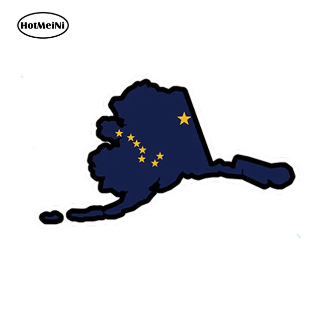 hotmeini 13cm x 7cm car styling alaska flag map shape printed vinyl decal sticker ak