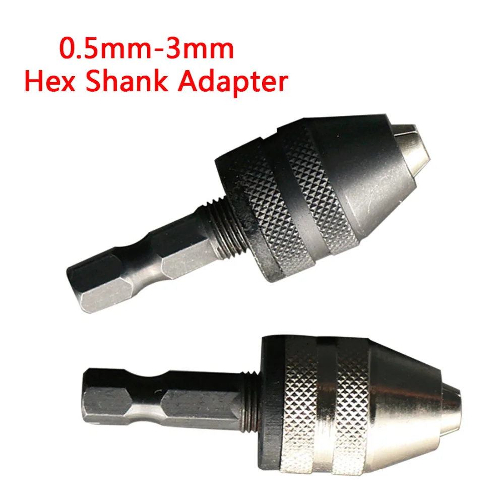 1/4 Inch 0.5mm 3mm Keyless Hex Shank Adapter Converter Drill Bit Chuck