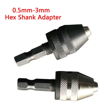 

1/4 Inch 0.5mm-3mm Keyless Hex Shank Adapter Converter Drill Bit Chuck Quick Change Universal Chuck Alloy