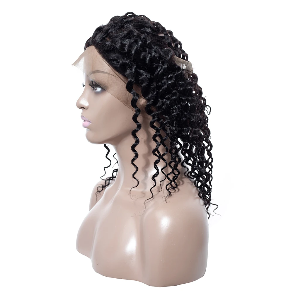 QT 360 Lace Frontal Wig Brazilian Deep Wave Lace Frontal Human Hair Wigs For Women Natural Black Remy Hair