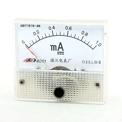 85C1 DC 1-50A clase 2.5 Rectángulo de montaje del panel amperímetro Amperio Medidor calibre análogo 