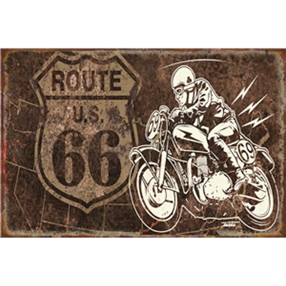 Route 66 Vintage Metal Sign Bar Pub Home Wall Decor Retro Metal Art Beer Coffee Poster Plate, 1001(215)