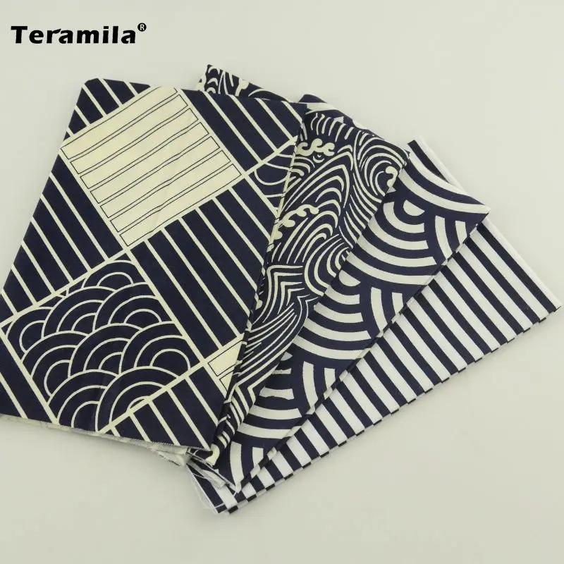 Teramila темно синий облако и черная полоса дизайн 4 шт. хлопок саржевая ткань ретро детская одежда Telas материал домашний текстиль