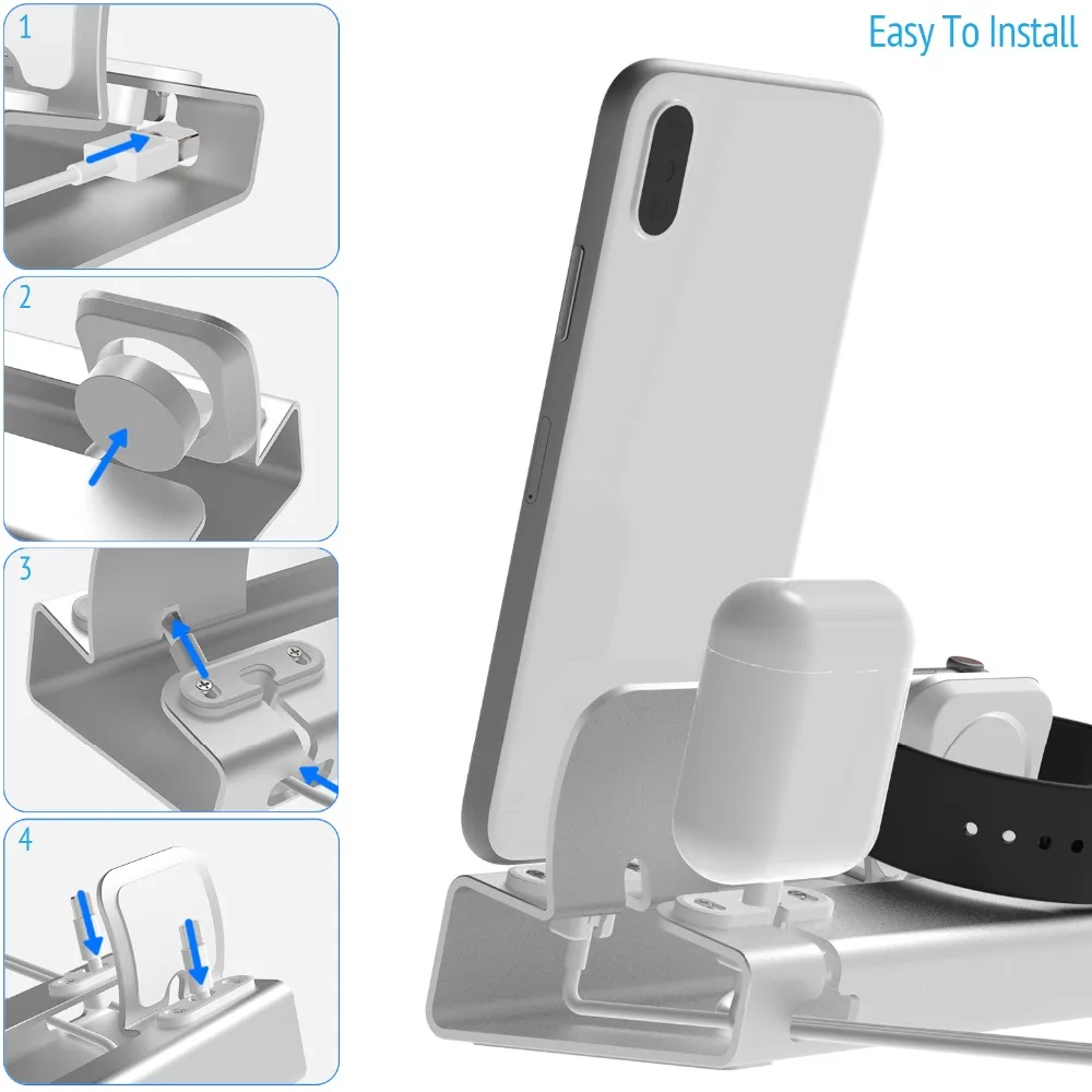Подставка для зарядной станции airpods apple watch 4 зарядки 40 мм/44 мм/38 мм/42 мм док iPhone X/XR/XS