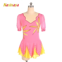 Платье для фигурного катания Nasinaya, индивидуальные юбки для конькобежцев для девочек, женщин, детей, гимнастика, представление с пышными рукавами