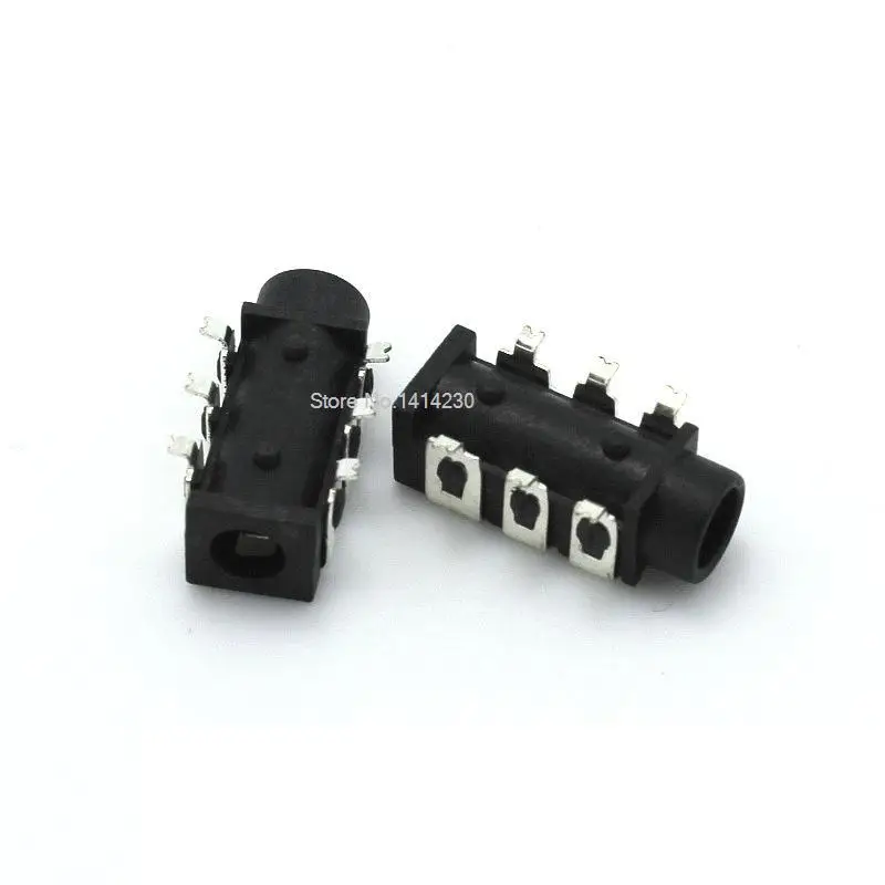 10 шт. PJ-313D PJ313 SMD 6Pin SMT 3,5 мм женский аудио разъем стерео черный и зеленый разъем для наушников