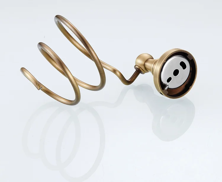 High Quality Antique Brass Hair Dryer Holder Rack Bathroom Shelf Wall-Mounted European Brass Bathroom Accessories ZD891