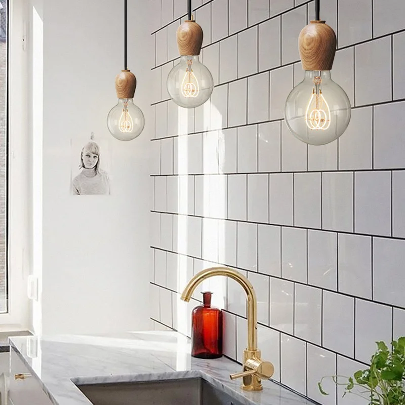 Modern Hanging Wood Pendant Light Simple Indoor Lighting Wooden Nordic Pendant Lamp Restaurant Bar Living Bedroom Lighting  (6)