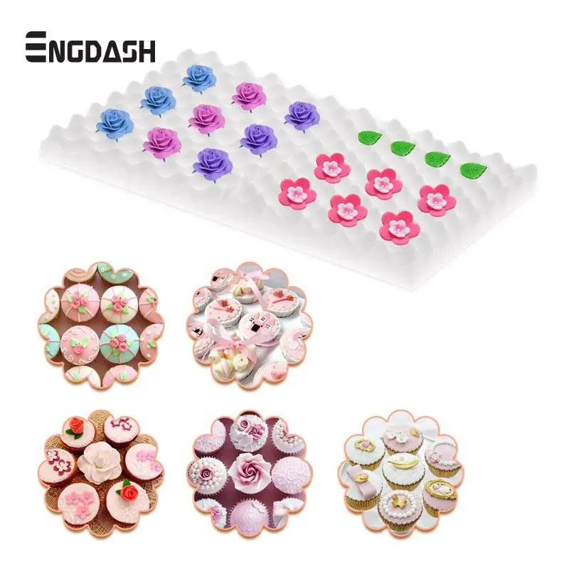 

ENGDASH 2pcs Pads Sponge Mats Cake Fondant Foam Sponge Pad Drying Sugar Flower Mat Tool Shaping Gum Paste Decorating Tools
