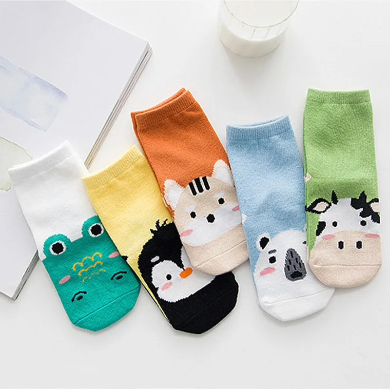 

5 Pairs Socks For Boys Girls Cotton Fuuny Socks Autumn Kids Winter Socks Cartoon Animal Prints Children's Shoes Sock For 1-5Y