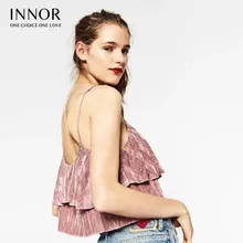 Innor сексуальные бархатные женские топы модные сексуальные без рукавов Кружевное элегантное платье пэчворк v-образный вырез осень зима