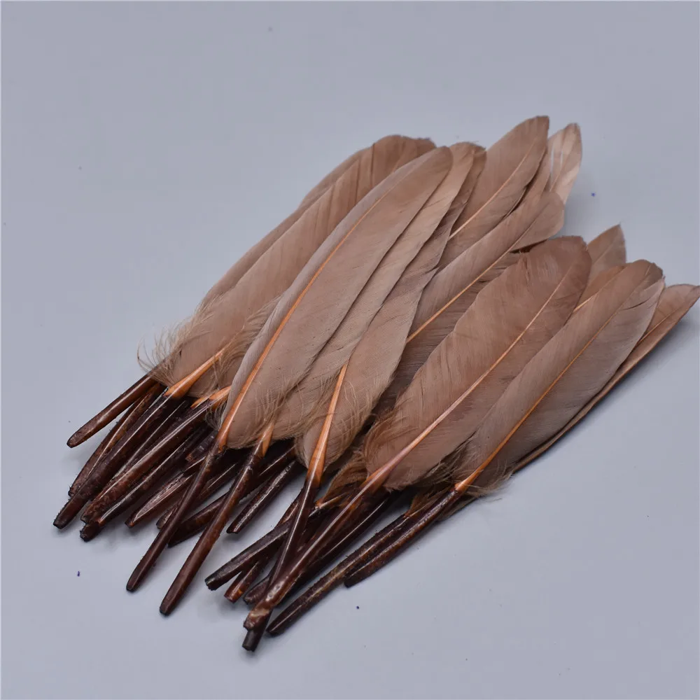 Натуральные красные кюветы, незакрепленные перья 10-15 см/4-6 дюймов, утиные перья для рукоделия, аксессуары для ювелирных изделий, украшения - Цвет: Brown
