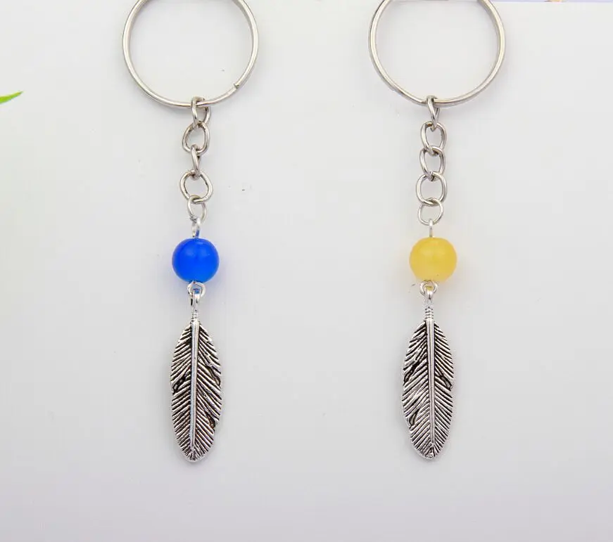 20PCS New Fashion Jewelry Vintage Silver Wings Leaves Multicolor Beads