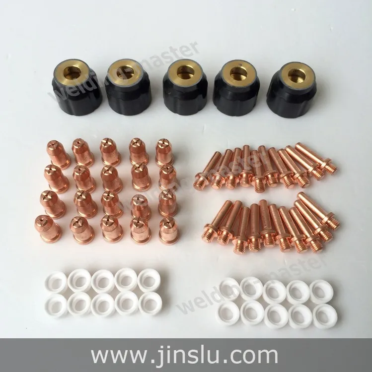 

Air Plasma Cutter torch Cutting Consumables JG-60 shield cup tip electrode switch gas distributor kit 65 pcs