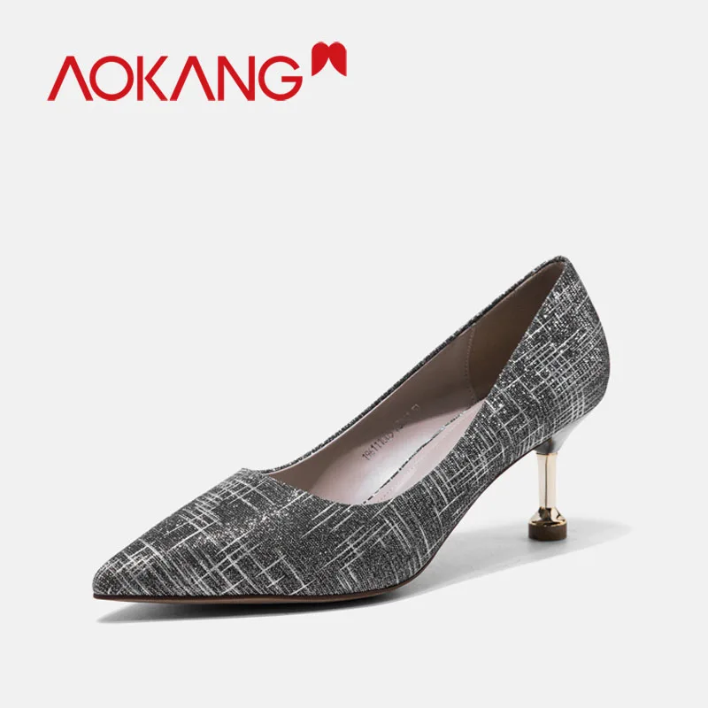 

AOKANG HOT Shoes Woman Pumps Spring/Autumn Sexy High Heel shoes Pointed Toe Female Wedding Party women Shoes mujer