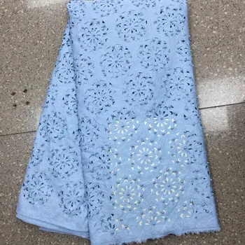 

Lovely Korea Handcut Lace beaded African lace fabric with allover cutout holes stones high quality 5 yards Y0833